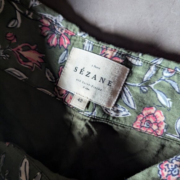 Sézane Julia Skirt | Khaki Indian flowers - Picture 8 of 16